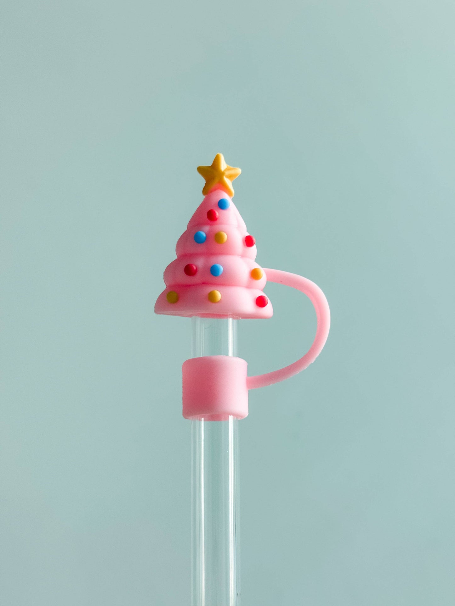 Straw Cover 10MM "Pink Christmas Tree" - Threads Boutique