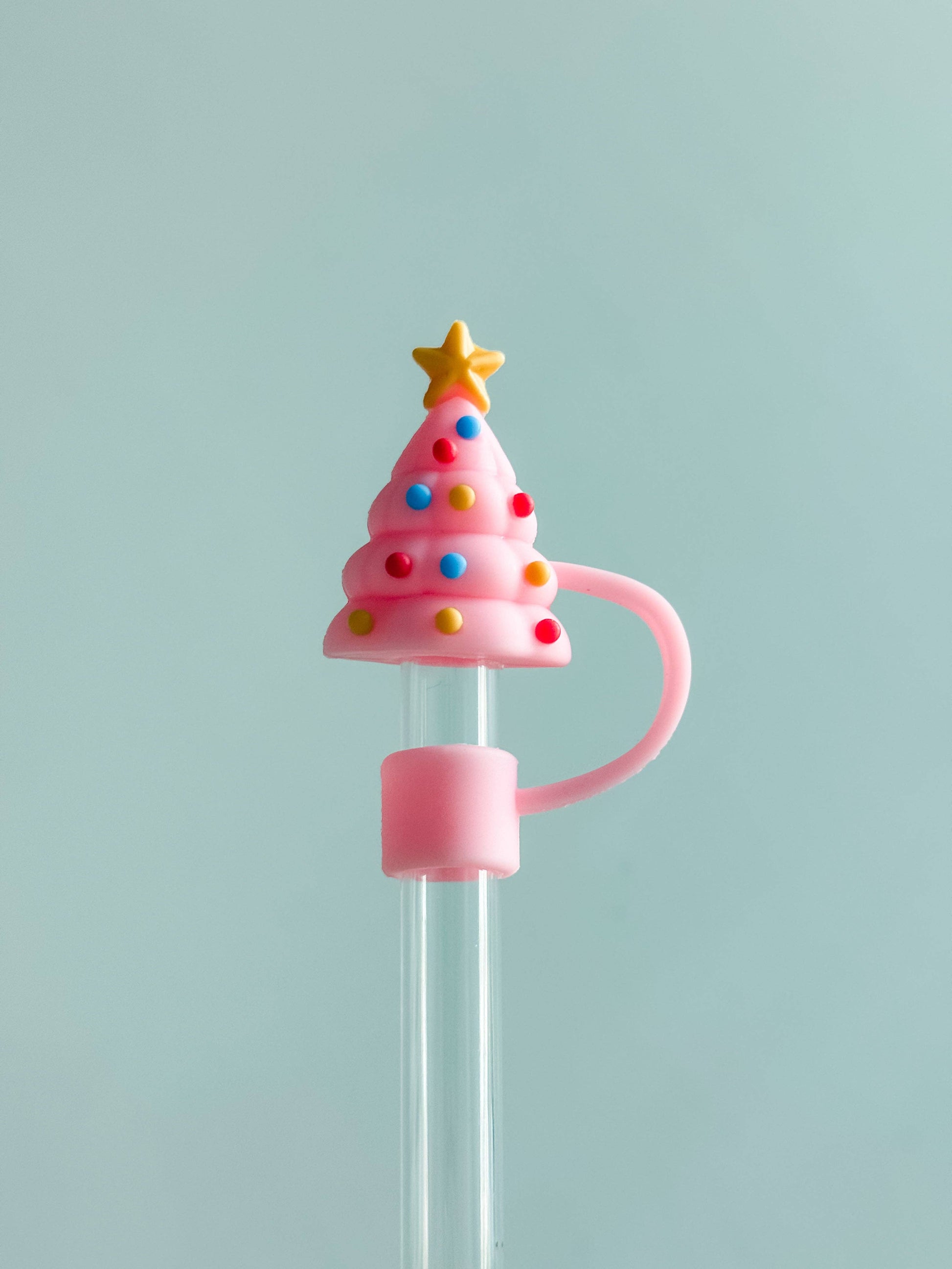 Straw Cover 10MM "Pink Christmas Tree" - Threads Boutique