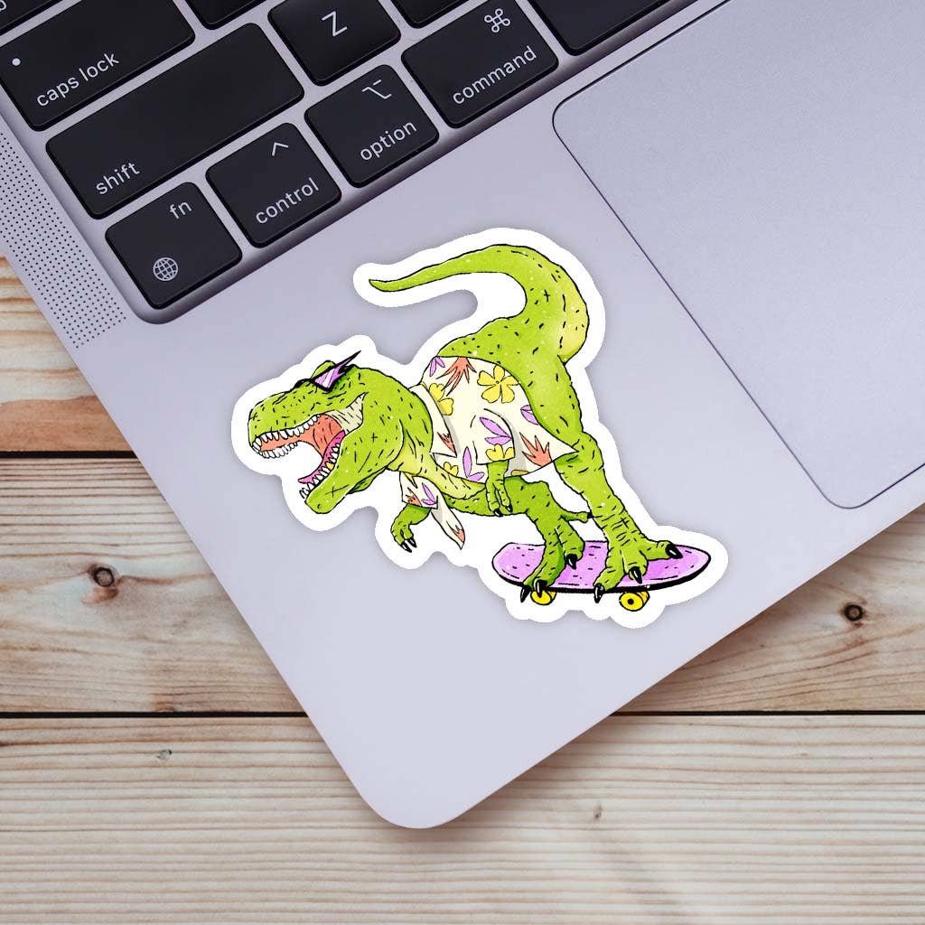 Rad Skateboard T-Rex Dinosaur Sticker - Threads Boutique