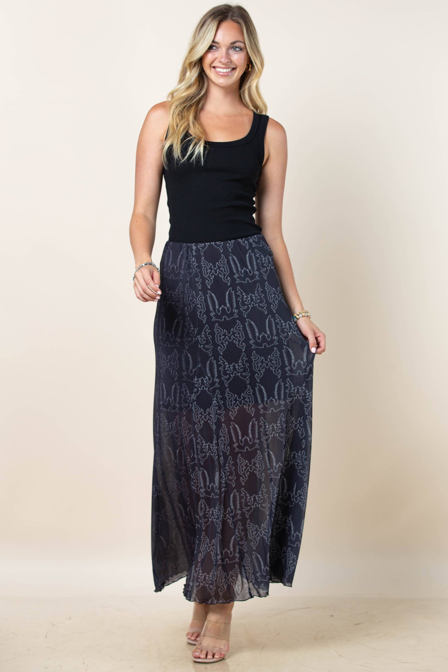 Reese Bootstitch Print A Line Skirt