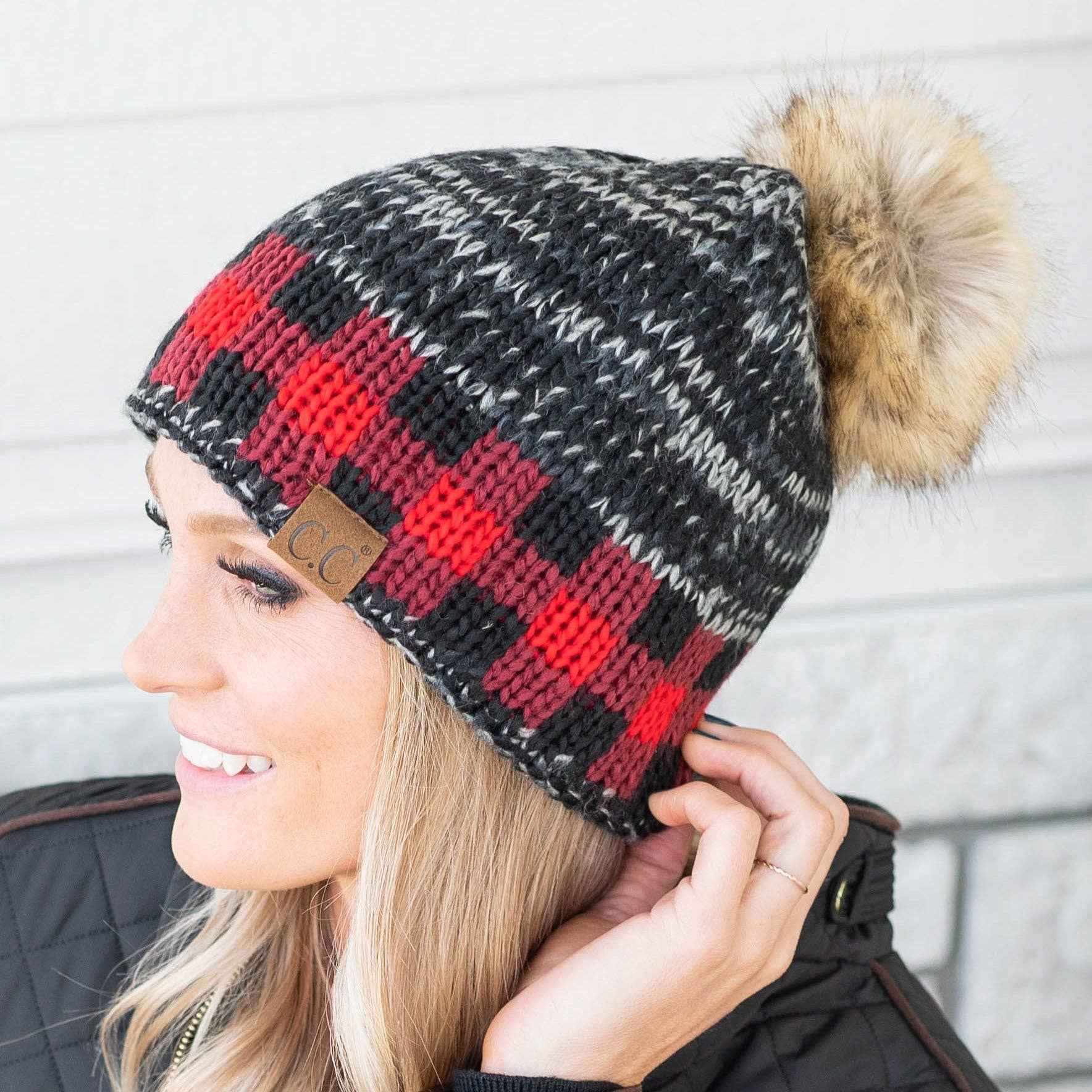 CC Fire Cozy Buffalo Plaid Beanie