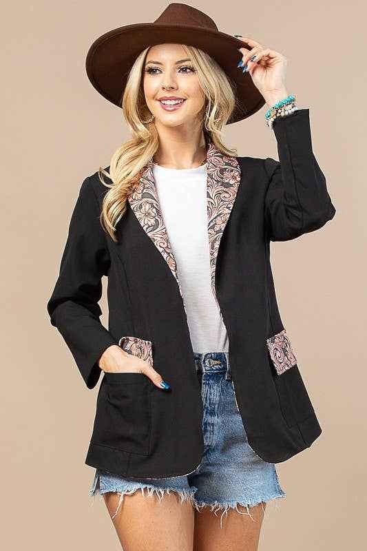 Tory Western Tooled Leather Print Blazer