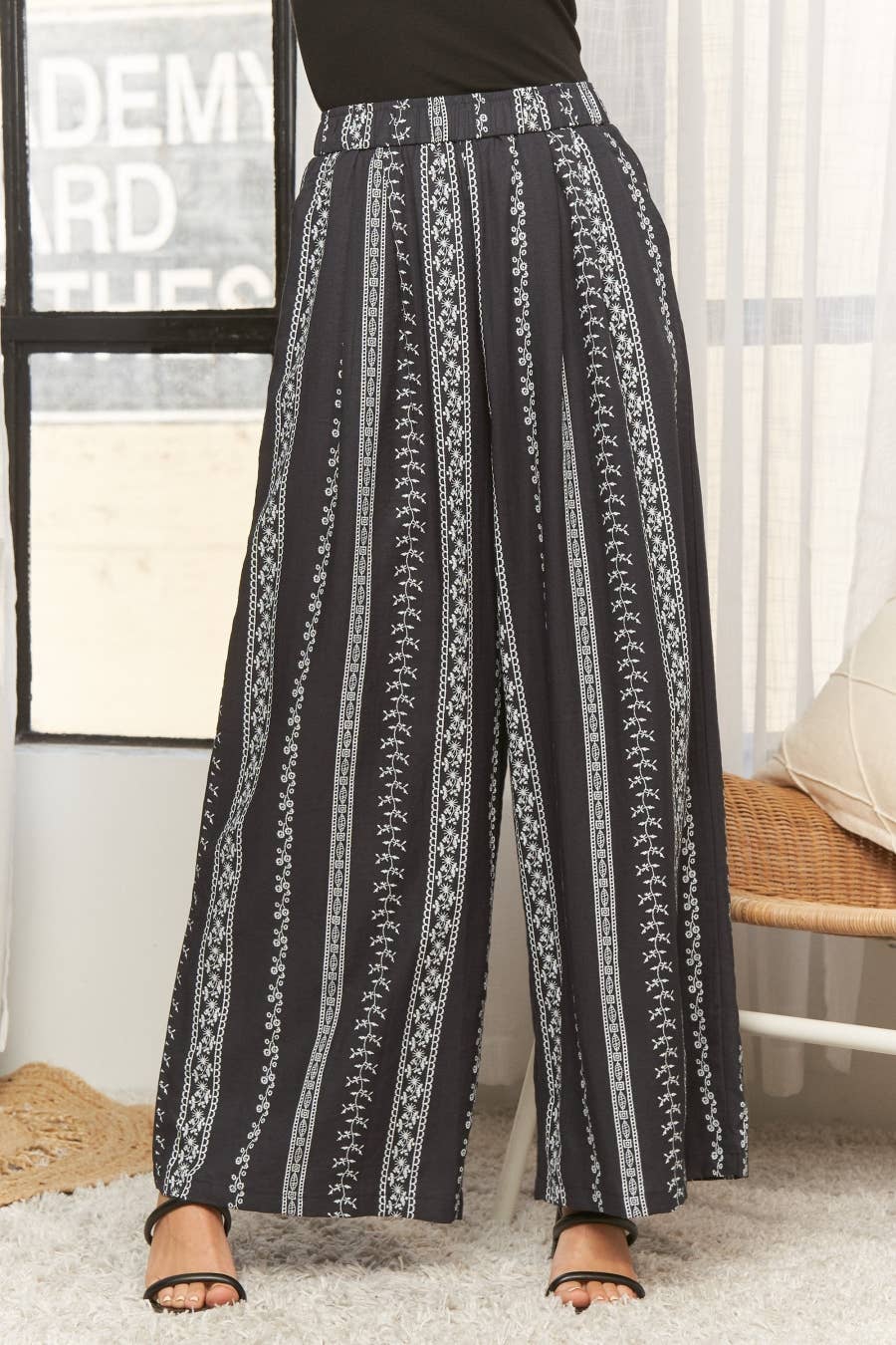 Wide Leg Patterned Pants