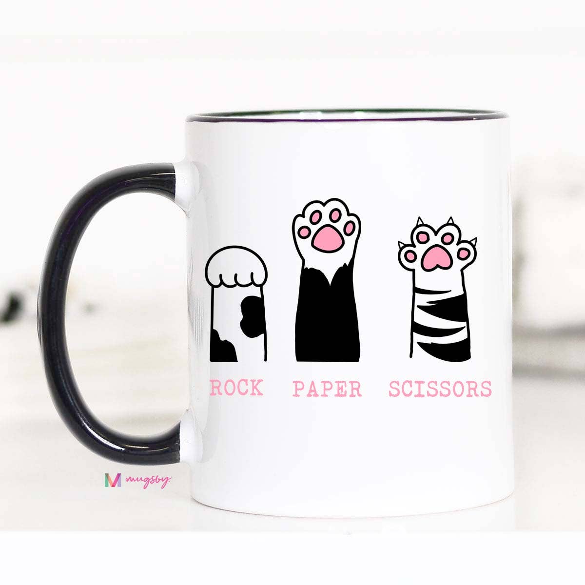 Rock Paper Scissors Funny Cat Mug - Threads Boutique