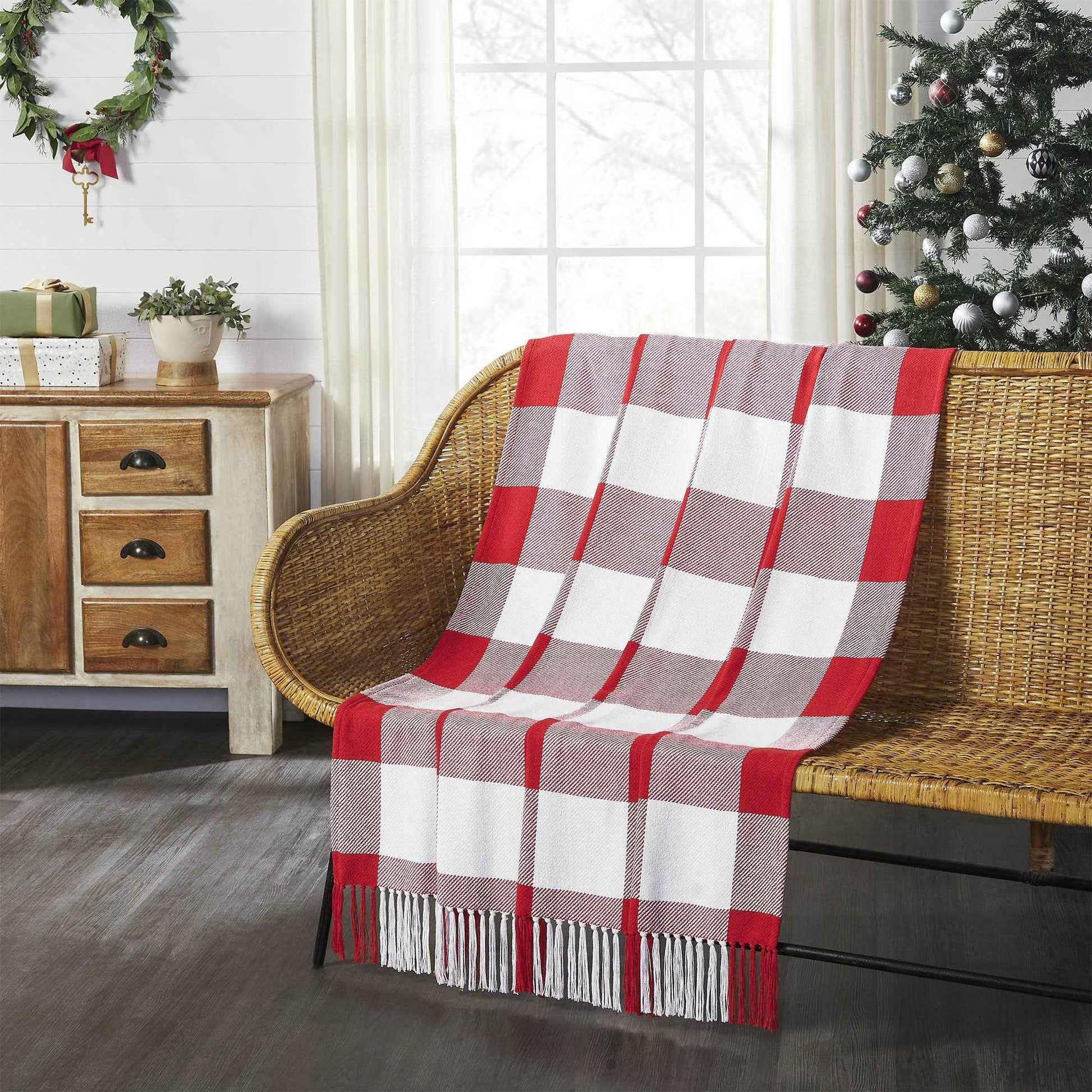 Annie Red Buffalo Check Woven Throw Blanket 50x60