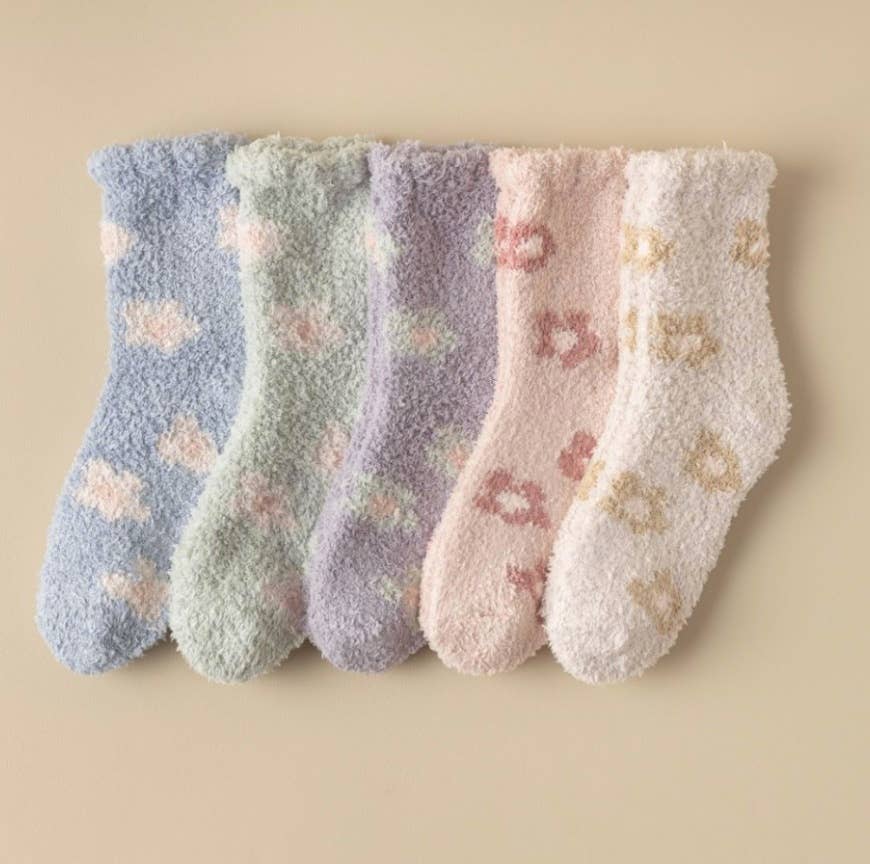 Fuzzy Floral Socks