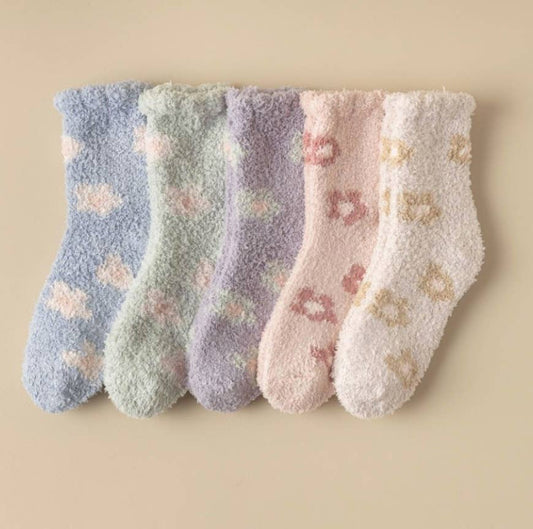 Fuzzy Floral Socks