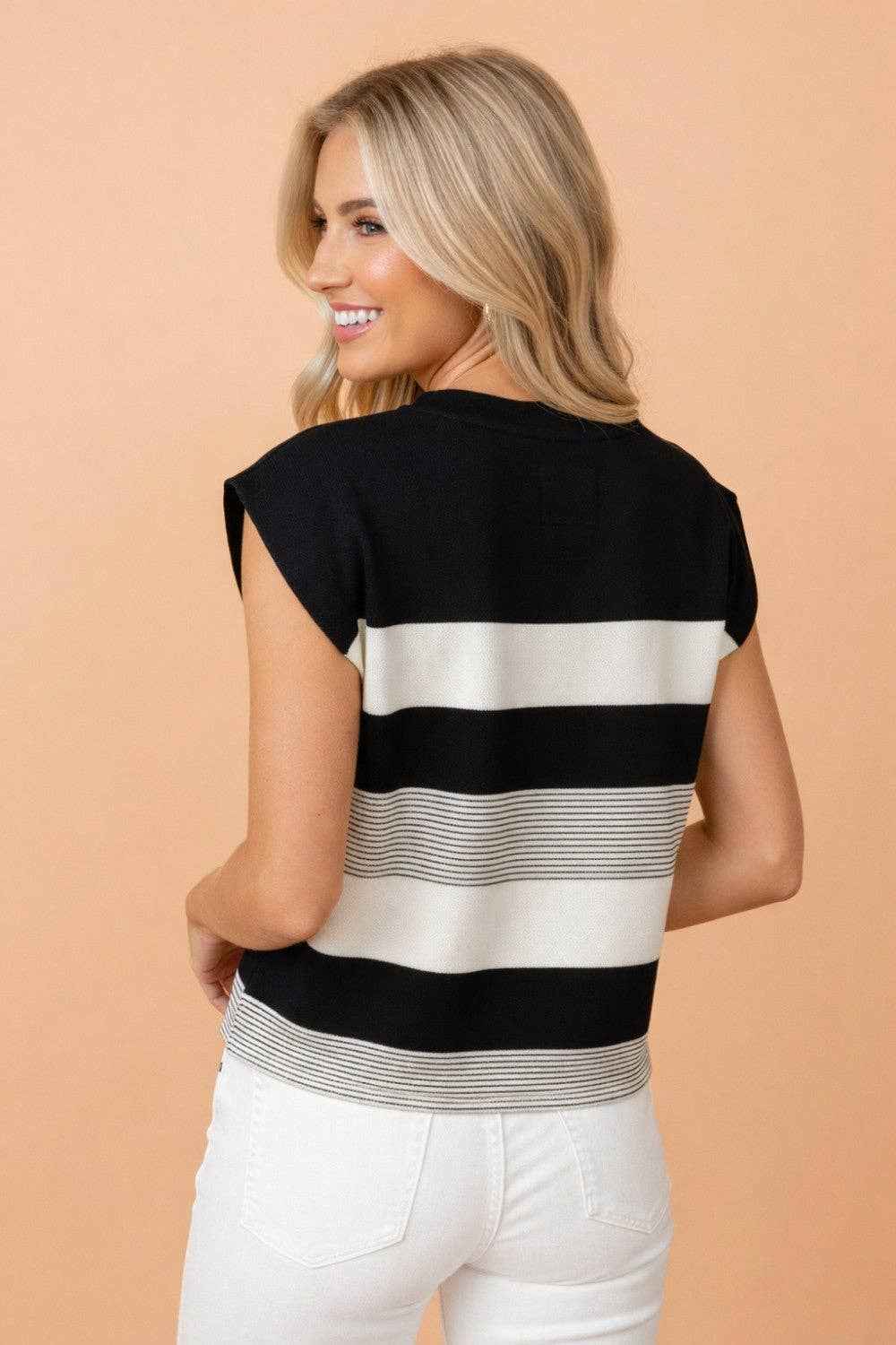 Stripe Mixed Crew Neck T-Shirt