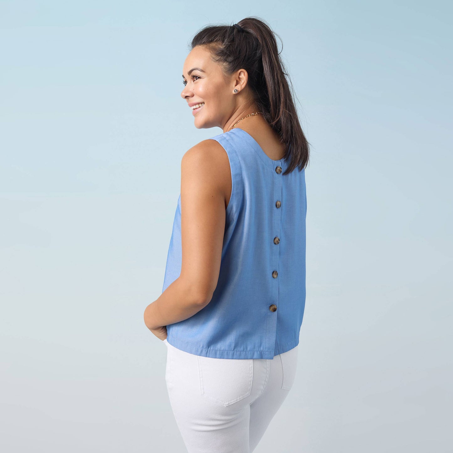 Carey Tank with Back Button Detail