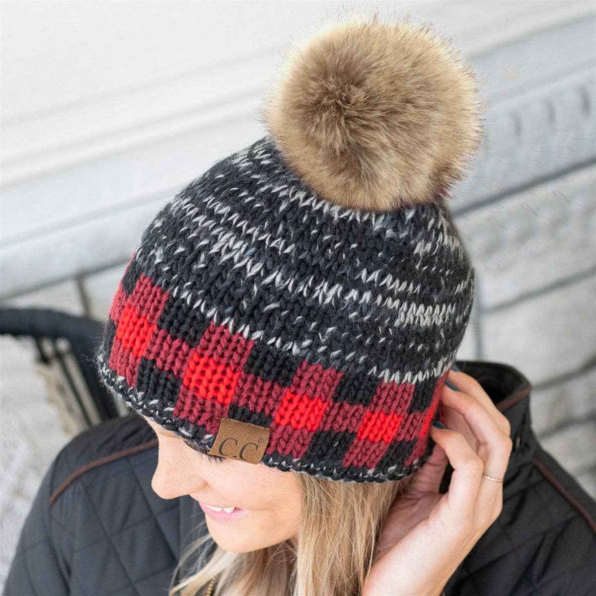 CC Fire Cozy Buffalo Plaid Beanie