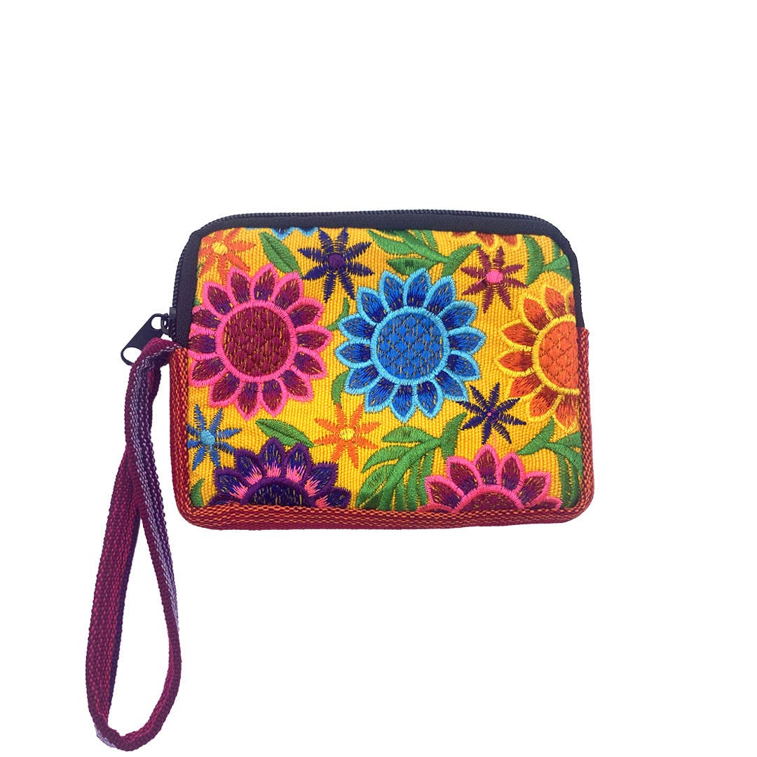 Floral Embroidered Wristlet