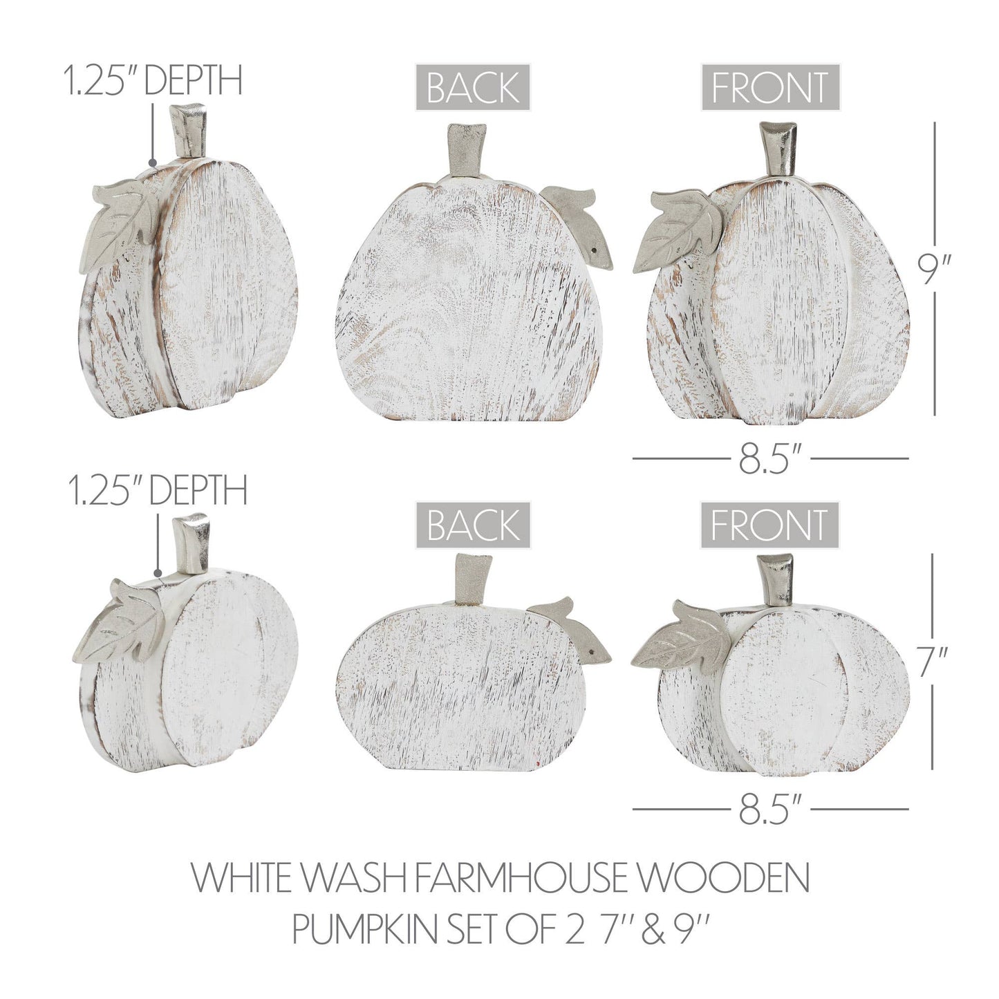 Whitewashed Wood Pumpkin Set | Rustic Fall Home Decor