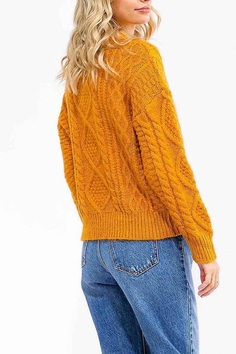Mustard Cable Knit Sweater
