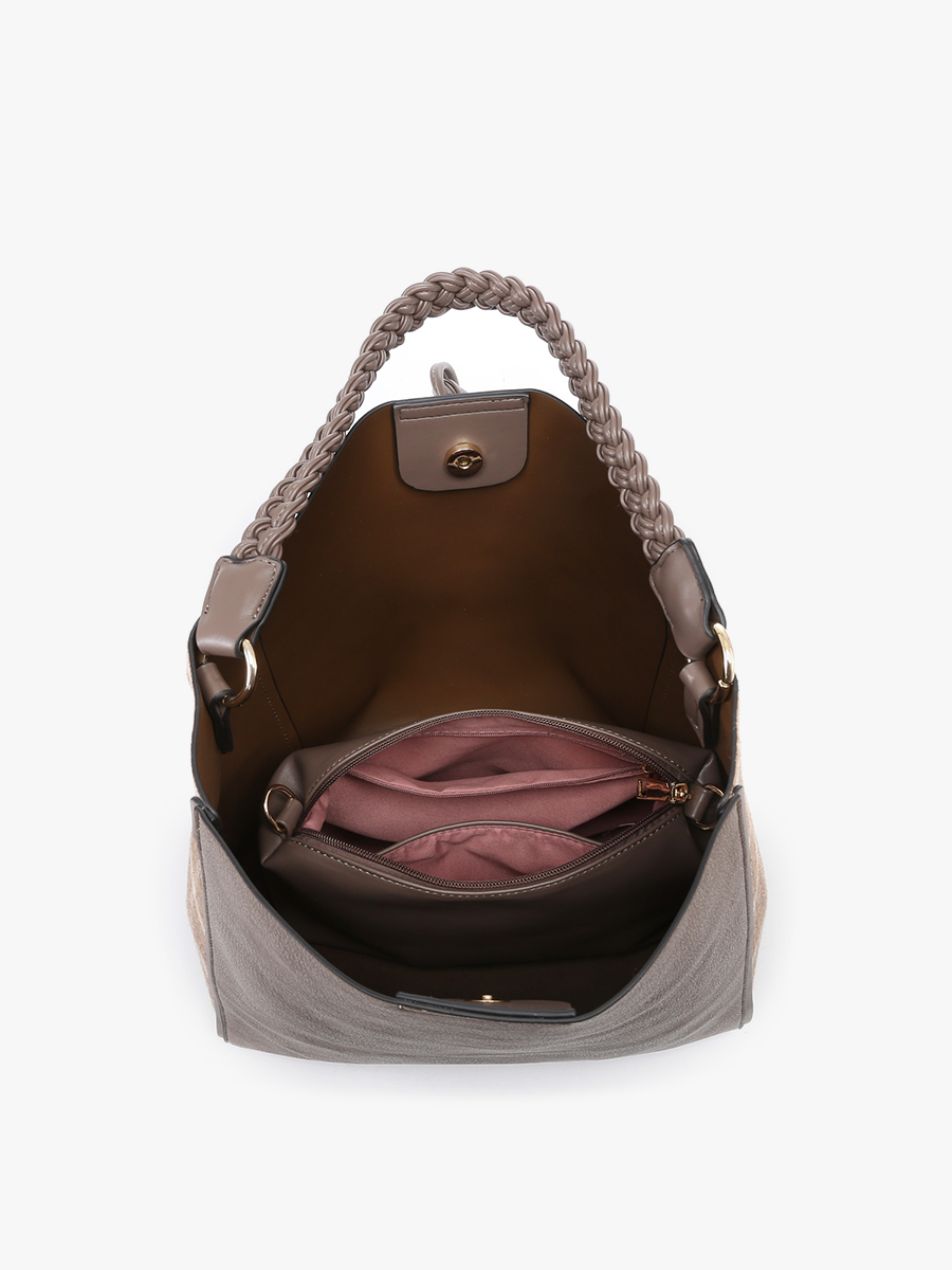 Dina Plaid Contrast Tote Set w/ Tassel