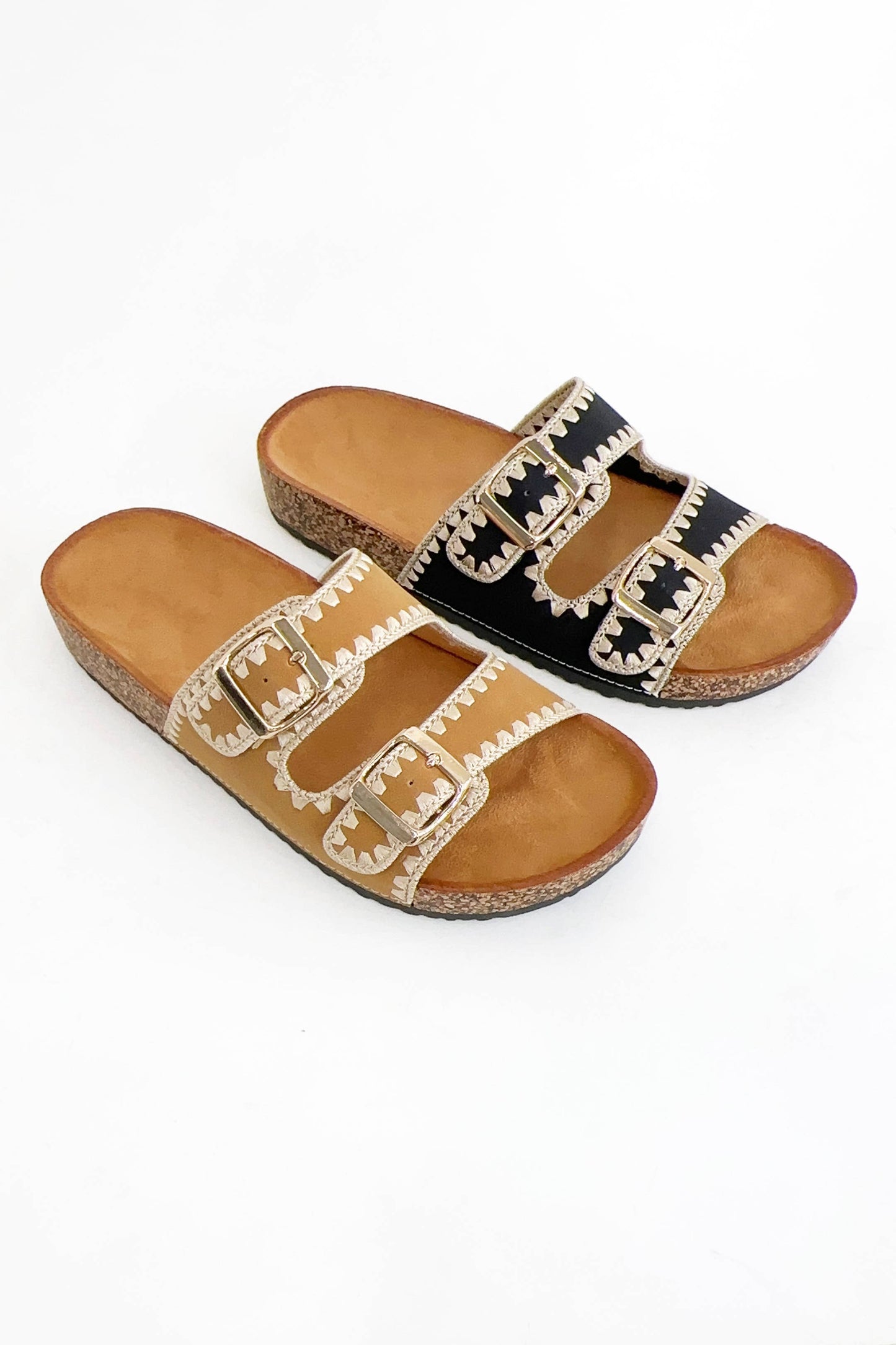 Berk Blanket Stitched Sandal - Black