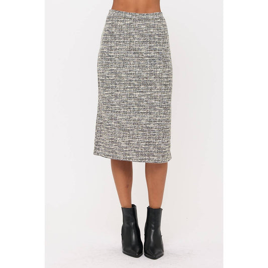 Metallic Knit Midi Skirt