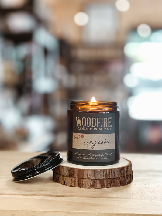 Mini Amber Wood Wick Soy Candle Fall Winter Gift