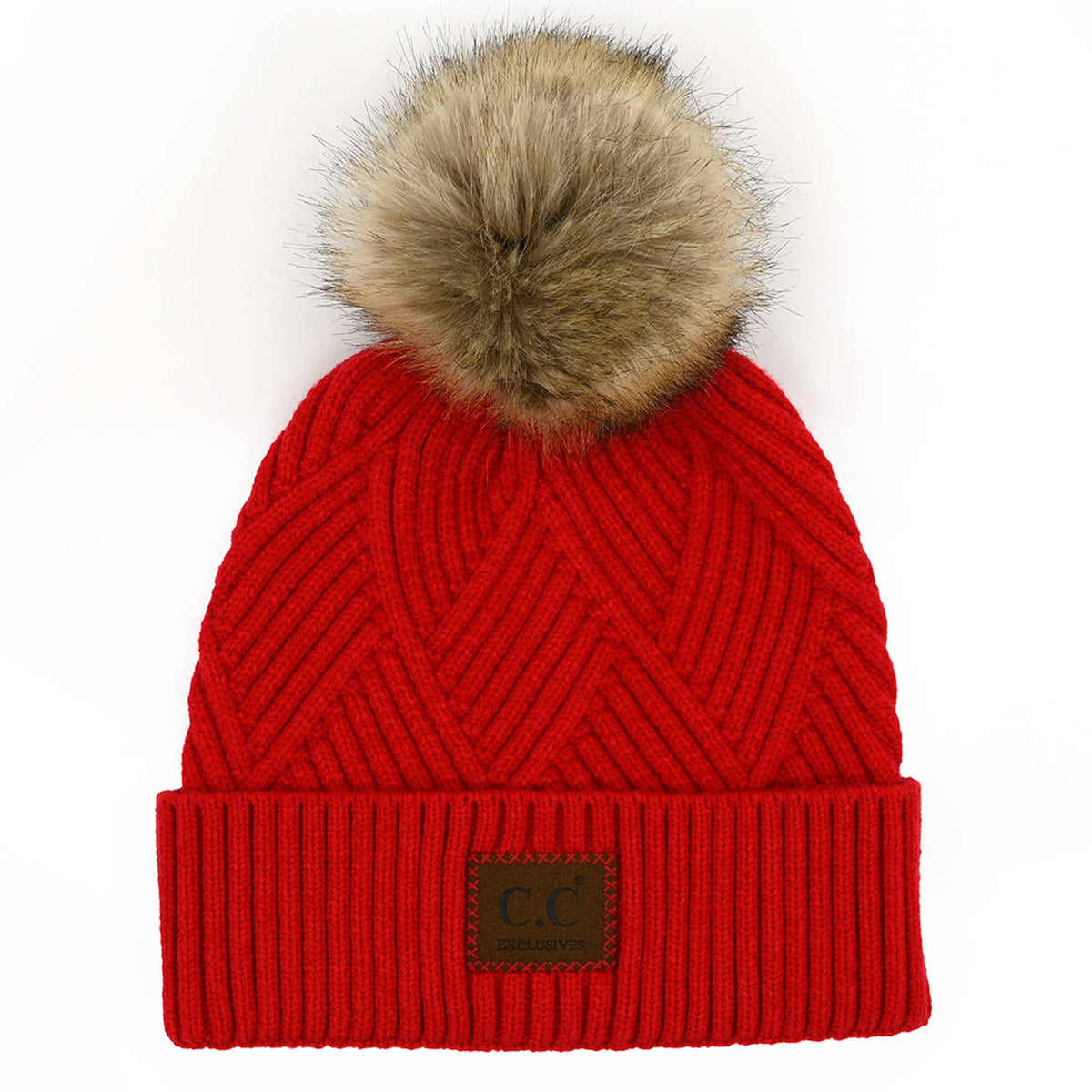 CC Criss-Cross Suede Patch Beanie