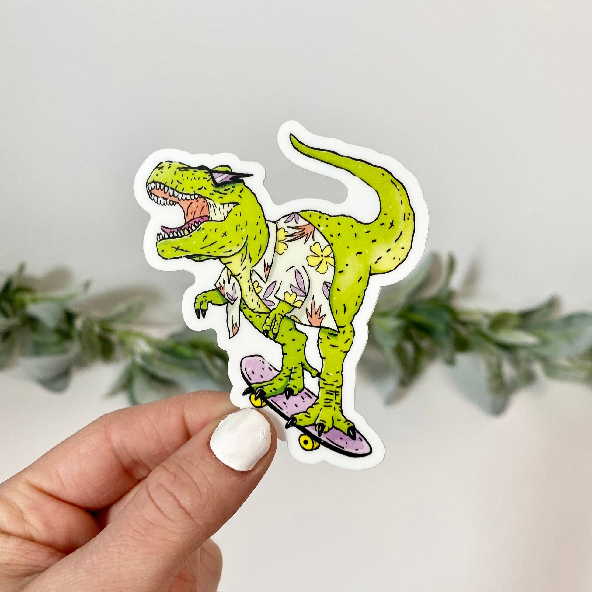 Rad Skateboard T-Rex Dinosaur Sticker - Threads Boutique