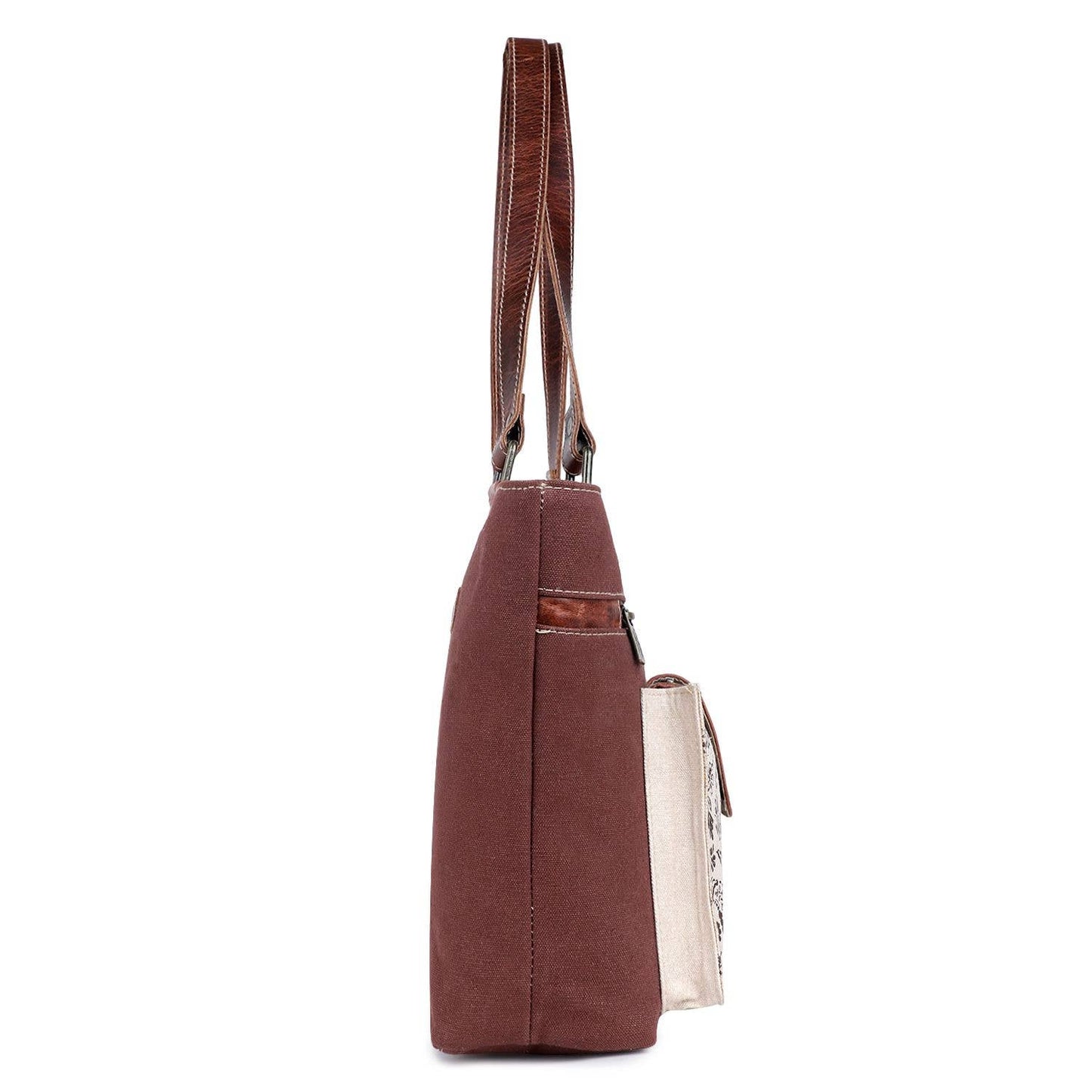 Canvas & Leather Crossbody Bag - Linen/Cordovan