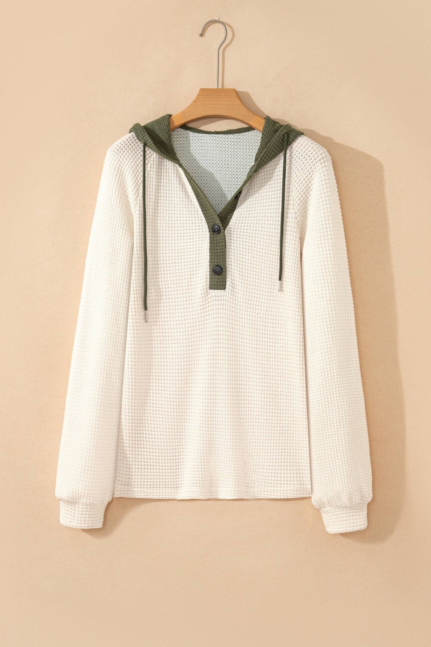 Waffle Contrast Hooded Pullover - Threads Boutique