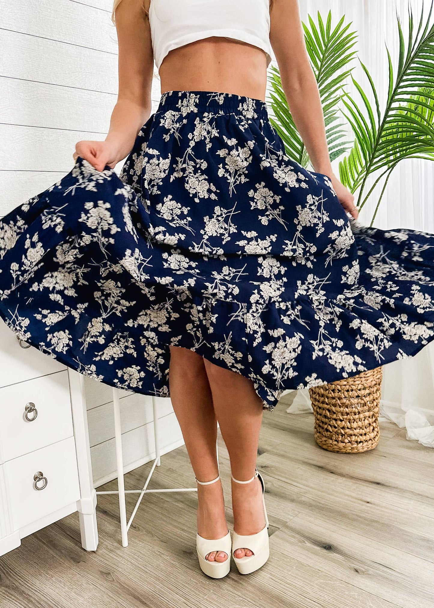 Floral Print Midi Skirt