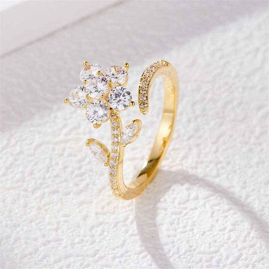 Perimade & Co. LLC - Dainty Flower Anxiety Fidget Spinner Ring in Solid Copper