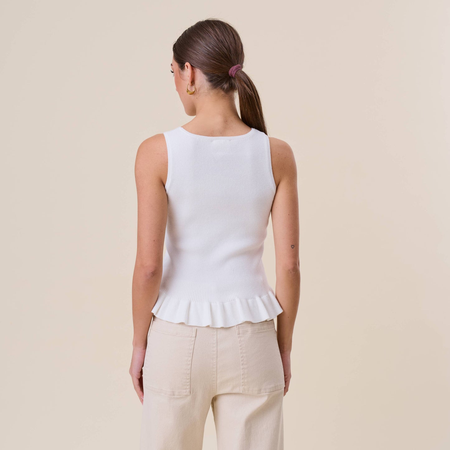 Ruffle rib-knit top
