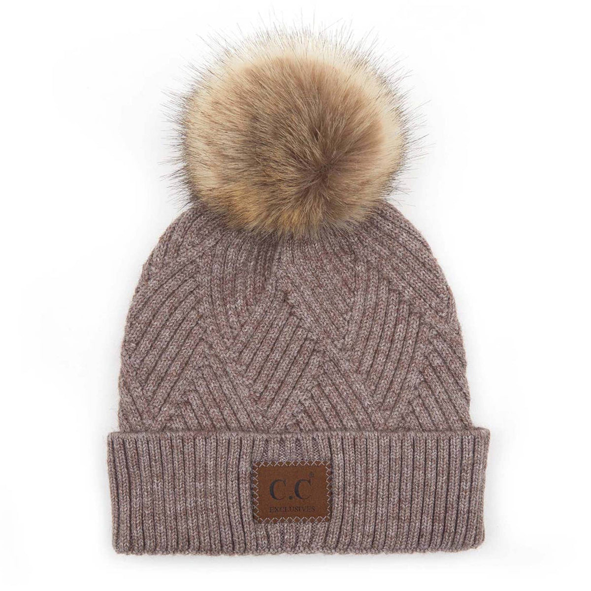 CC Criss-Cross Suede Patch Beanie