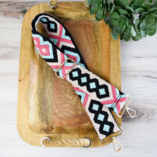 Woven Adjustable 2 inch Geo Bag Straps-Pink Pop