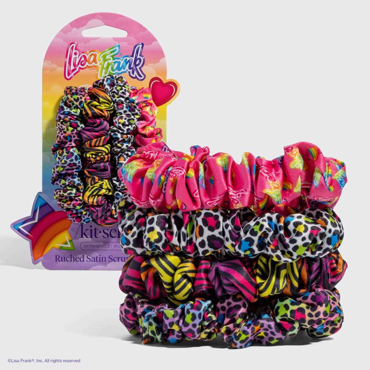 Lisa Frank x Kitsch Ruched Satin Scrunchies