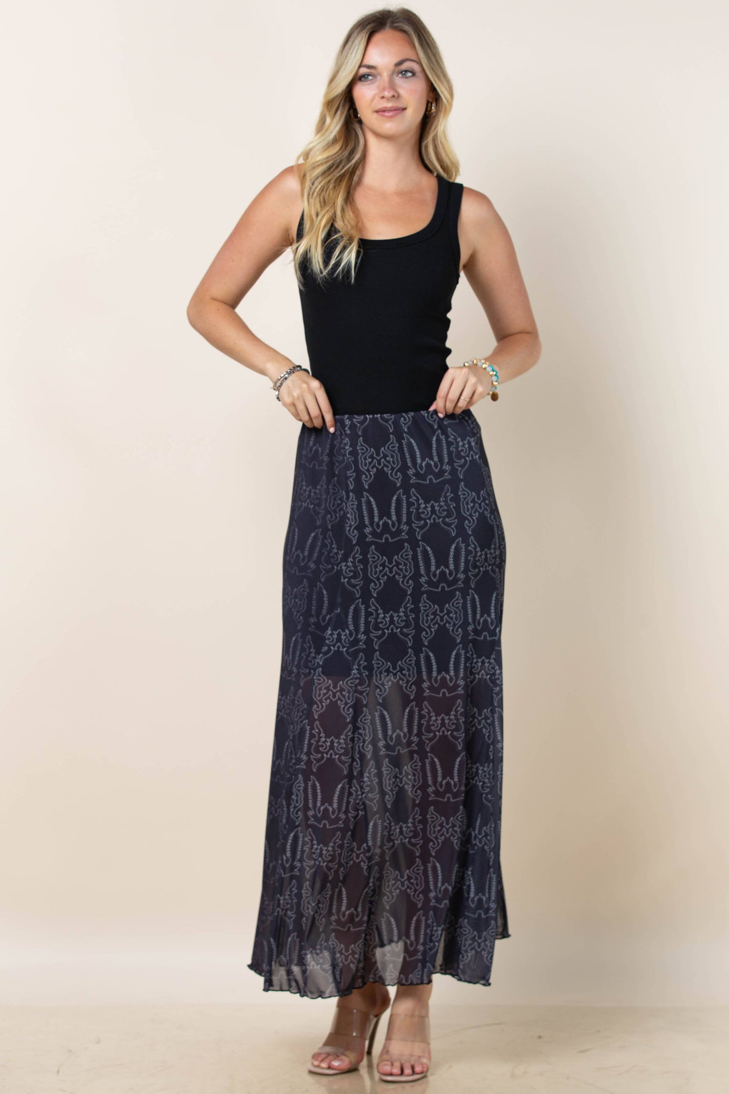 Reese Bootstitch Print A Line Skirt