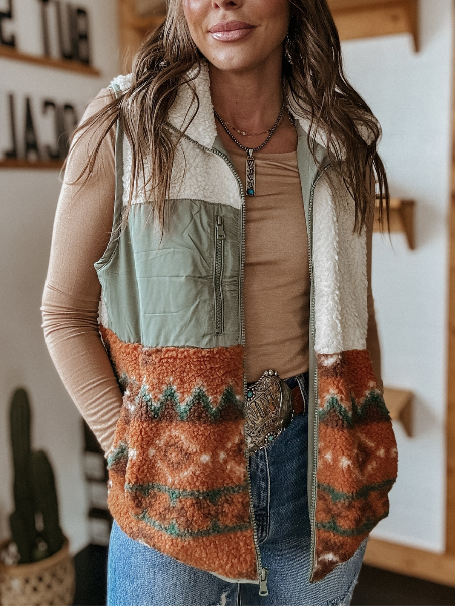 Western Zip Up Vest – Stylish Layers | Threads Boutique