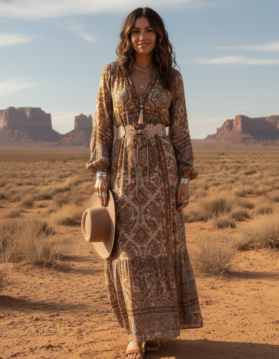 Studded Tie-On Western Disc Leather Belt