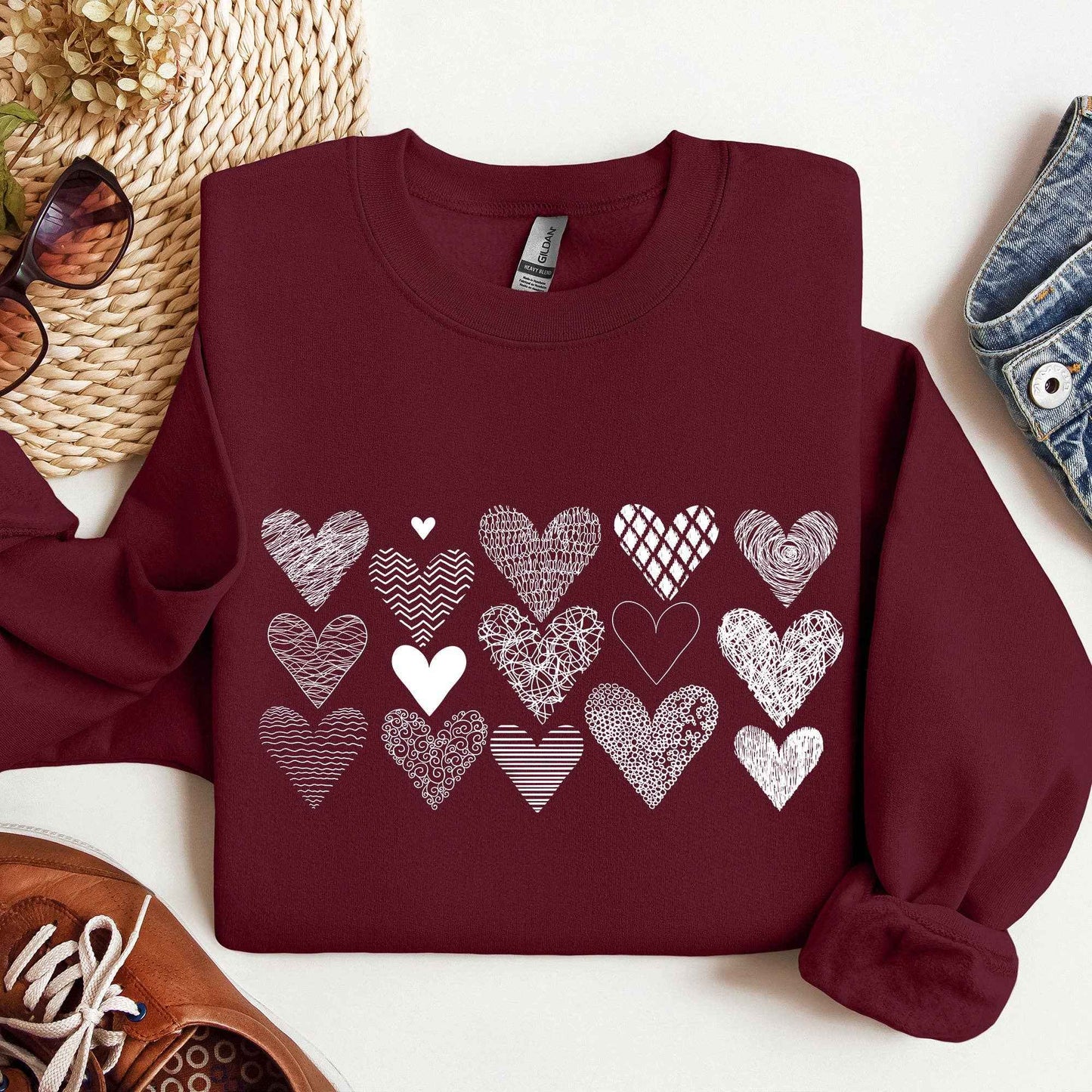 Refinery Number One LLC - Heart Doodles, Sweatshirt, Valentine's Day