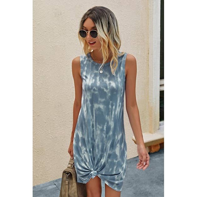 Round Neck Tie Dye Short Dress