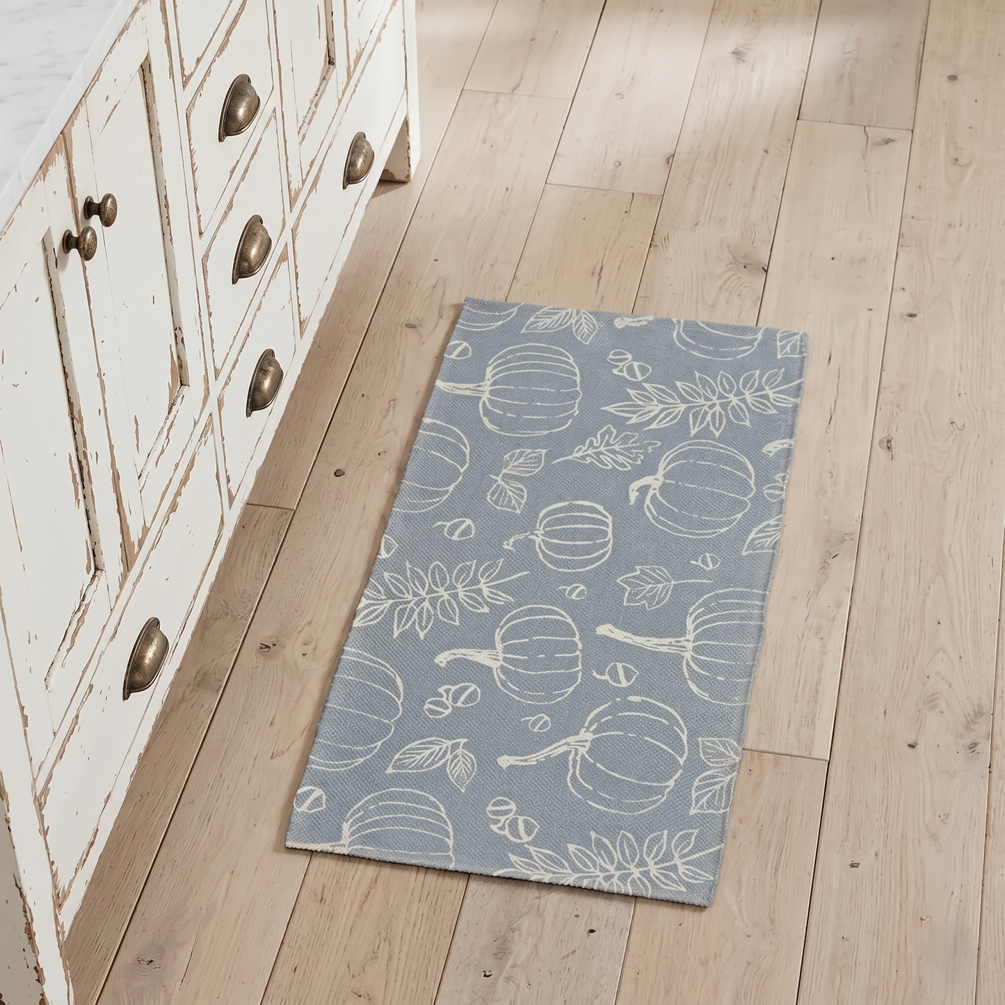 Pumpkin Print Accent Rug 17x36 Fall Farmhouse Decor