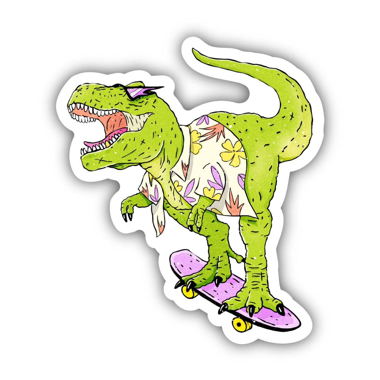 Rad Skateboard T-Rex Dinosaur Sticker - Threads Boutique