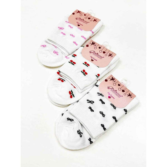 Love and Repeat - Bow and Cherry Print Everyday Socks