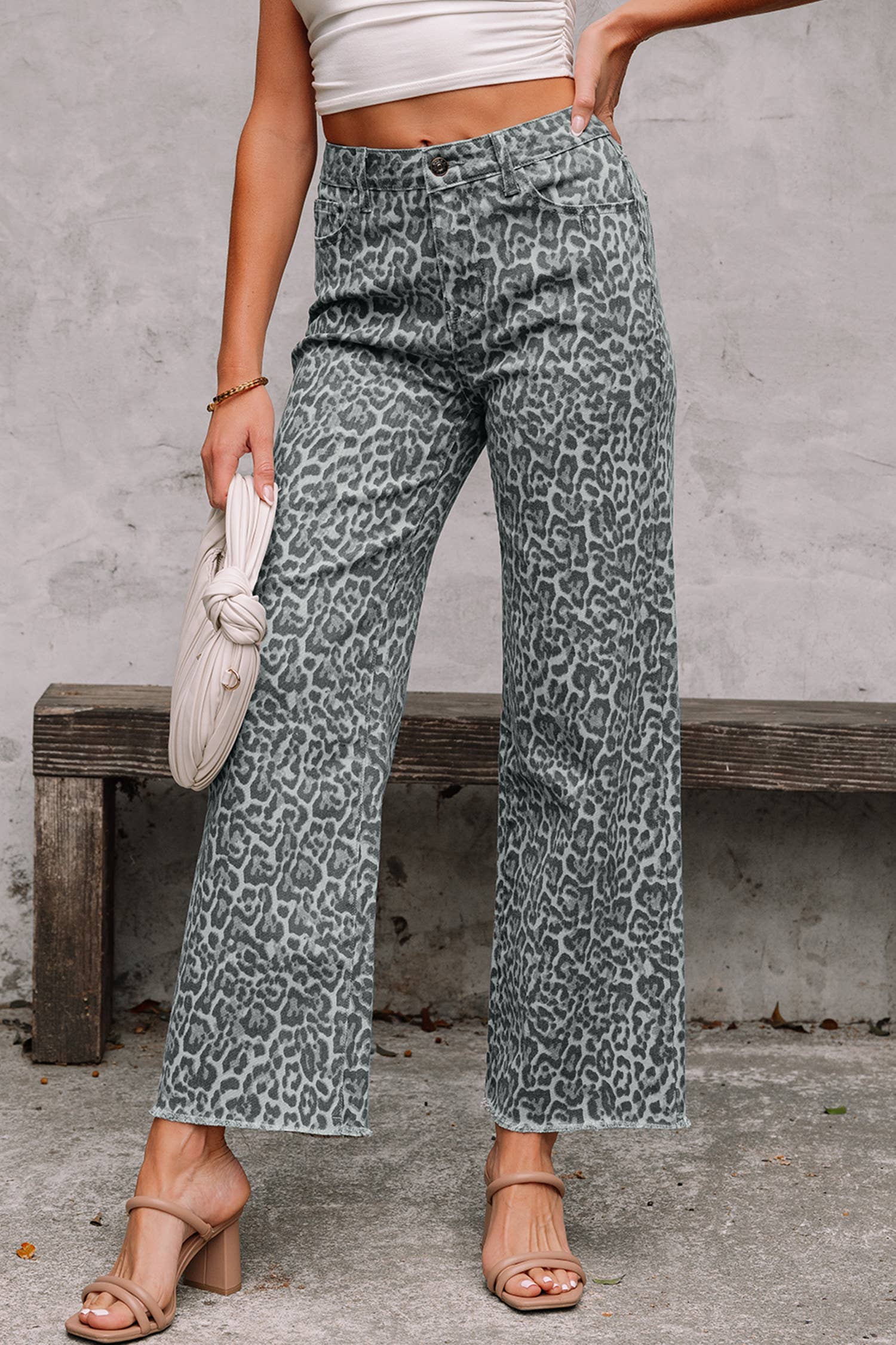 Western Leopard Wide Leg High Waist Jeans - Threads Boutique