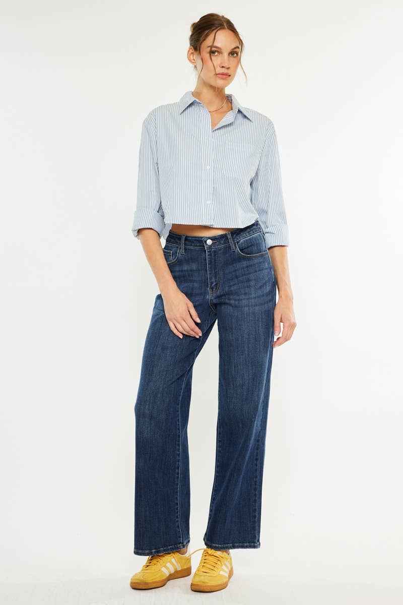 Kan Can USA - CRATER  OPEN PACK HIGH RISE WIDE LEG JEANS-KC20030D