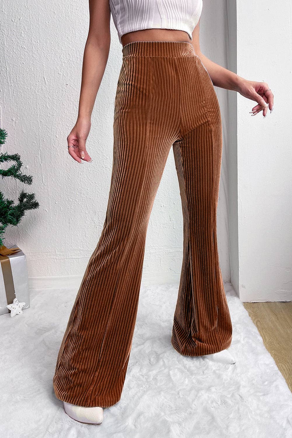 Corduroy/Velvet High Waist Flare Pants