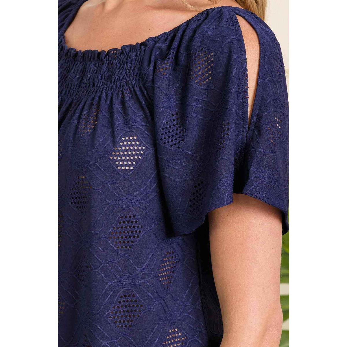 Perseption - EYELET COLD SHOULDER TOP