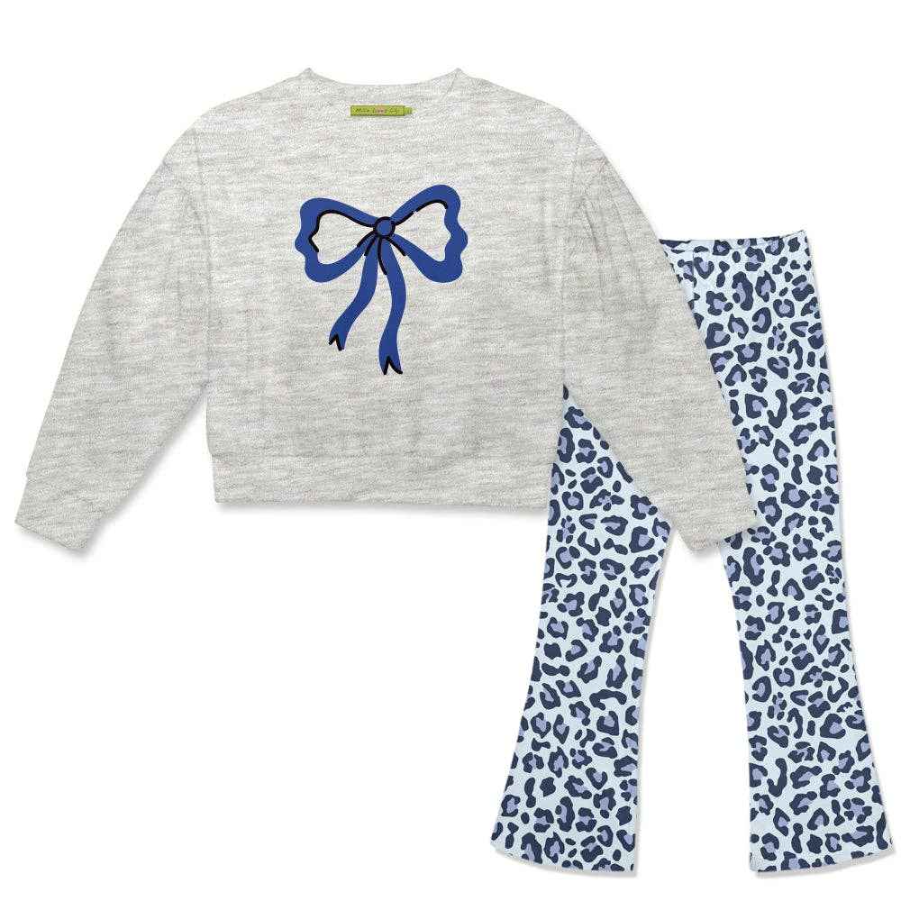 Millie Loves Lily - Kids Gray Crewneck Sweatshirt & Skin Print Flare Leggings
