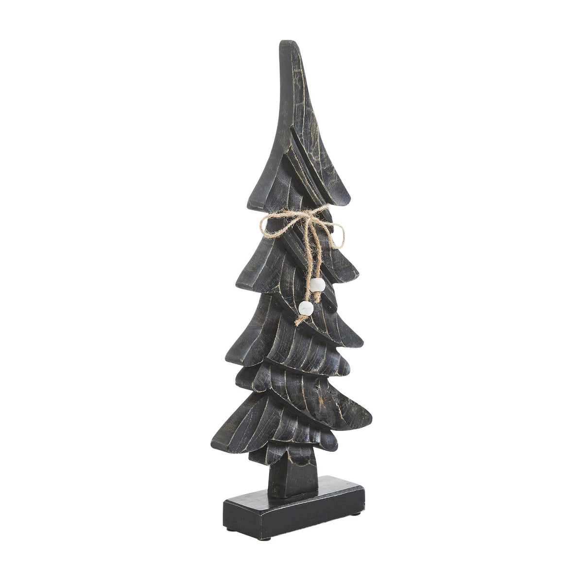 Primitive Pine Distressed Black Wooden Tree 17x7x2
