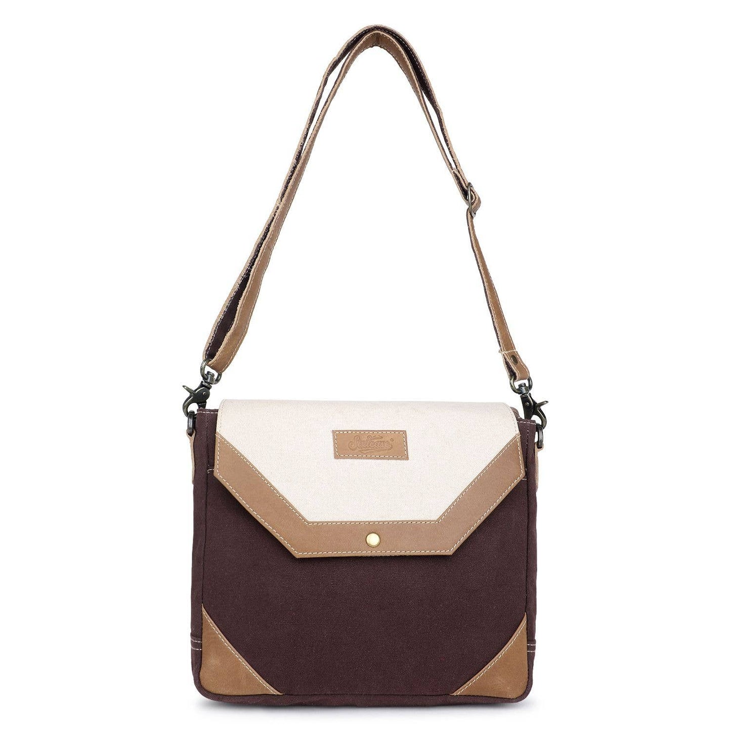 Canvas & Leather Women's Crossbody Bag - Isabelline/Van Dyke