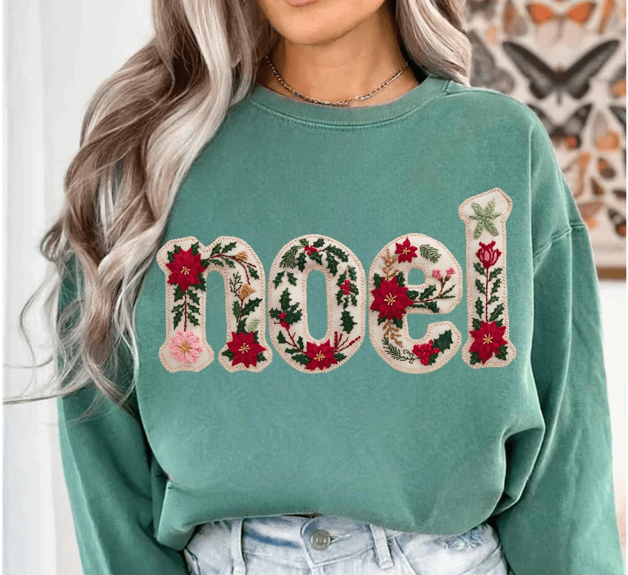 Noel faux Embroidery Graphic Apparel - Threads Boutique