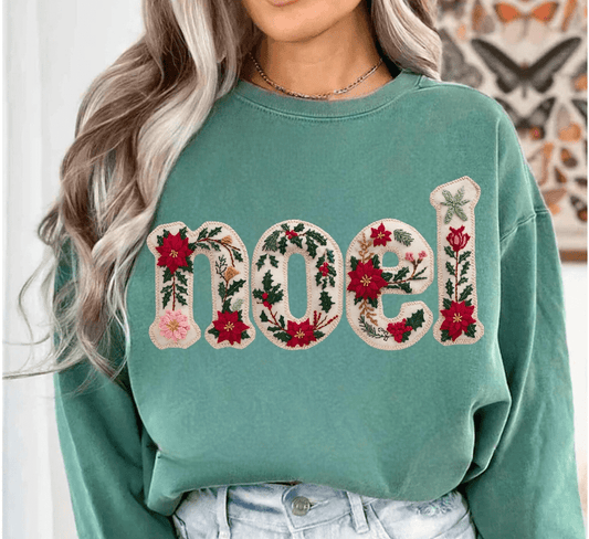Noel faux Embroidery Graphic Apparel - Threads Boutique