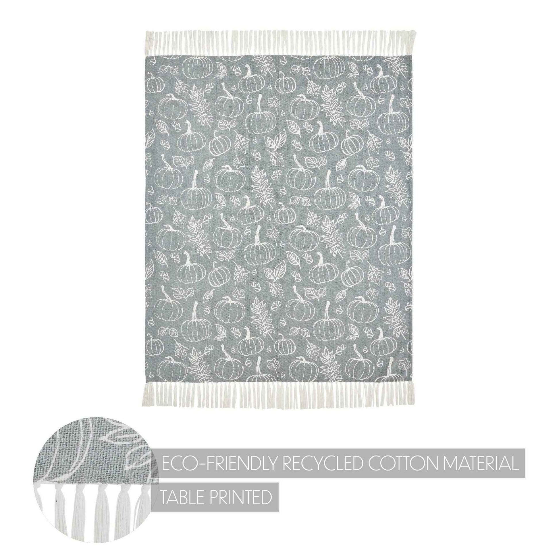 Gray Fall Pumpkin Throw Blanket 50x60