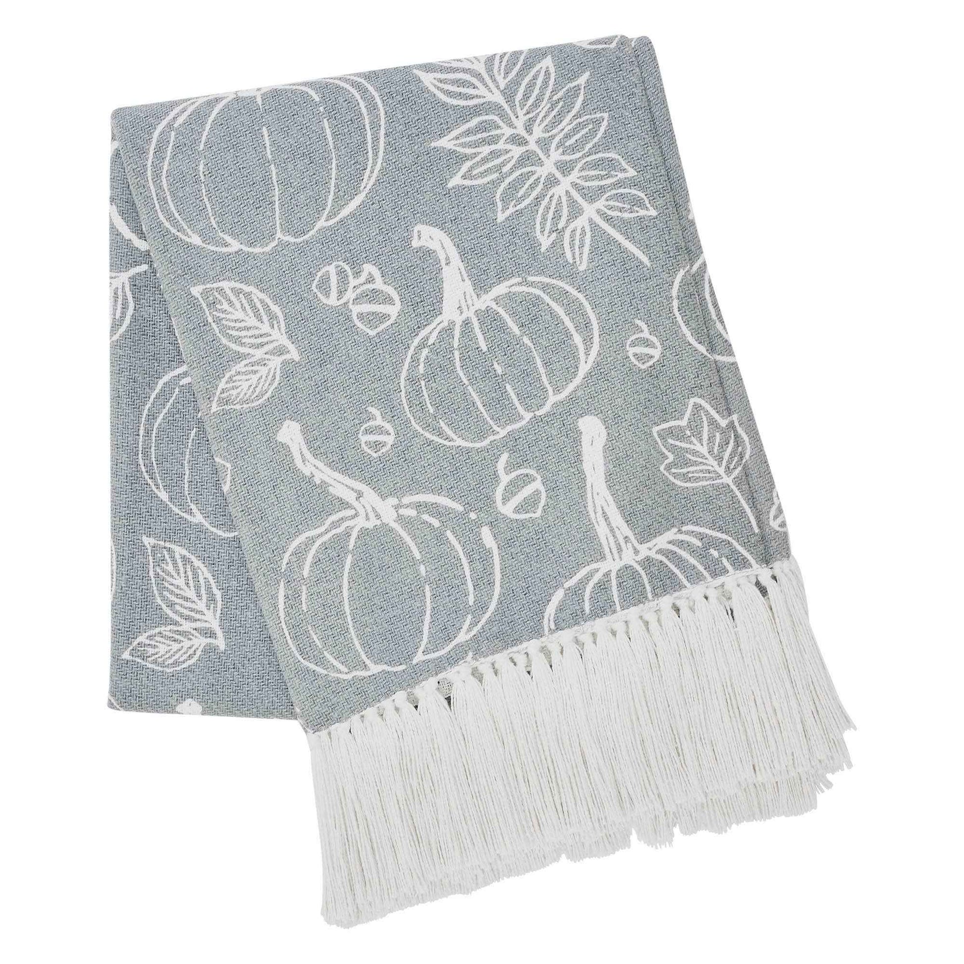 Gray Fall Pumpkin Throw Blanket 50x60